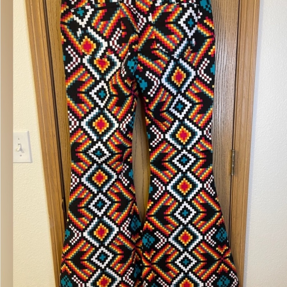 Checkered Boot Cut Jeans - Picture 2 of 3